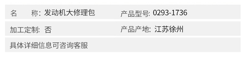 沃爾沃配件 發(fā)動機大修理包0293-1736